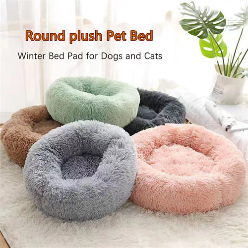 Cozy Round Plush Pet Bed | Soft Donut Bed for Dogs & Cats